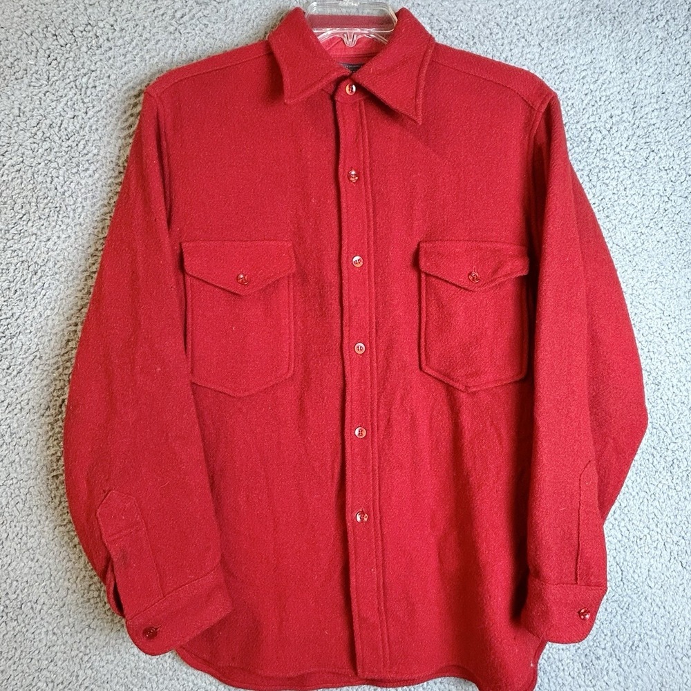 Vintage Pendleton Wool Hunting Shirt Size Large Red Made In USA